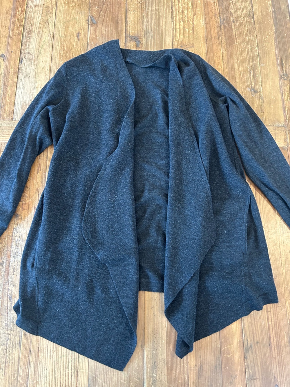 Eileen Fisher 100% Wool Open-Front Draped Cardigan